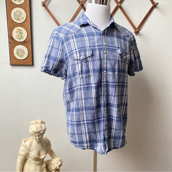 Lucky Brand Linen Pearl Snap Western Shirt - Picture 10 of 13